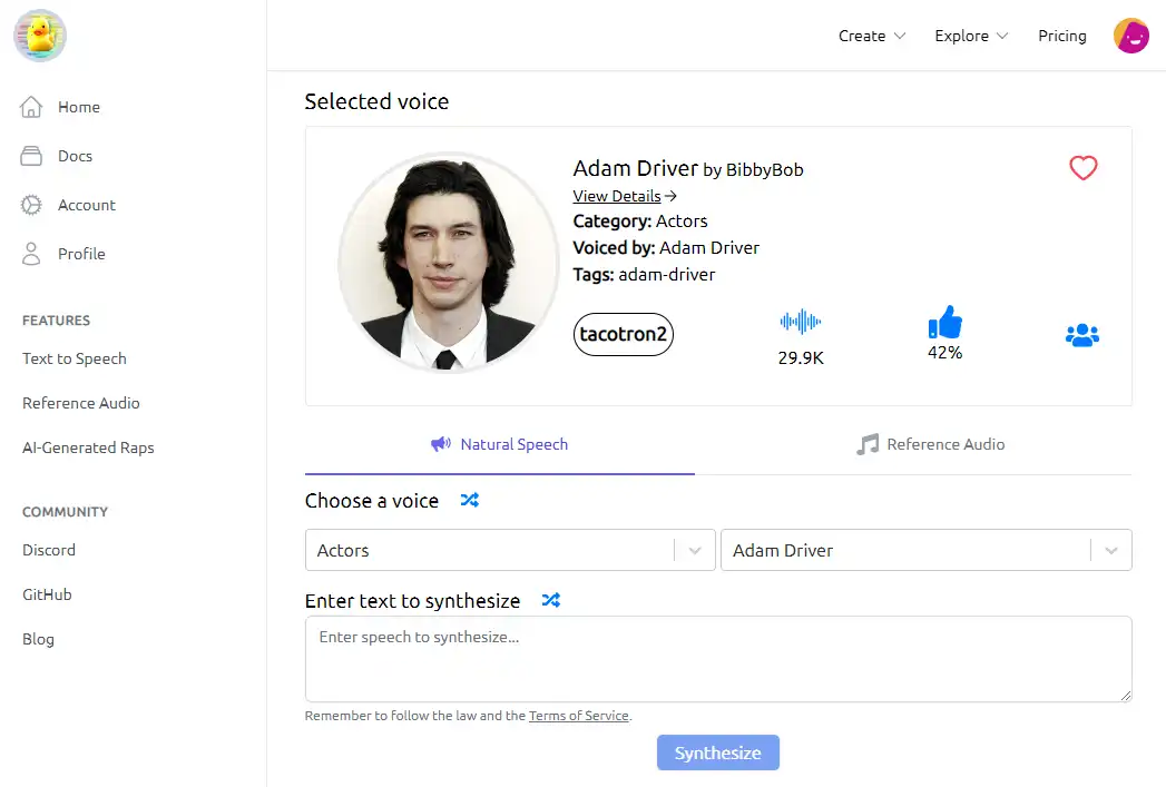 Uberduck Celebrity Voice Generator Online Free