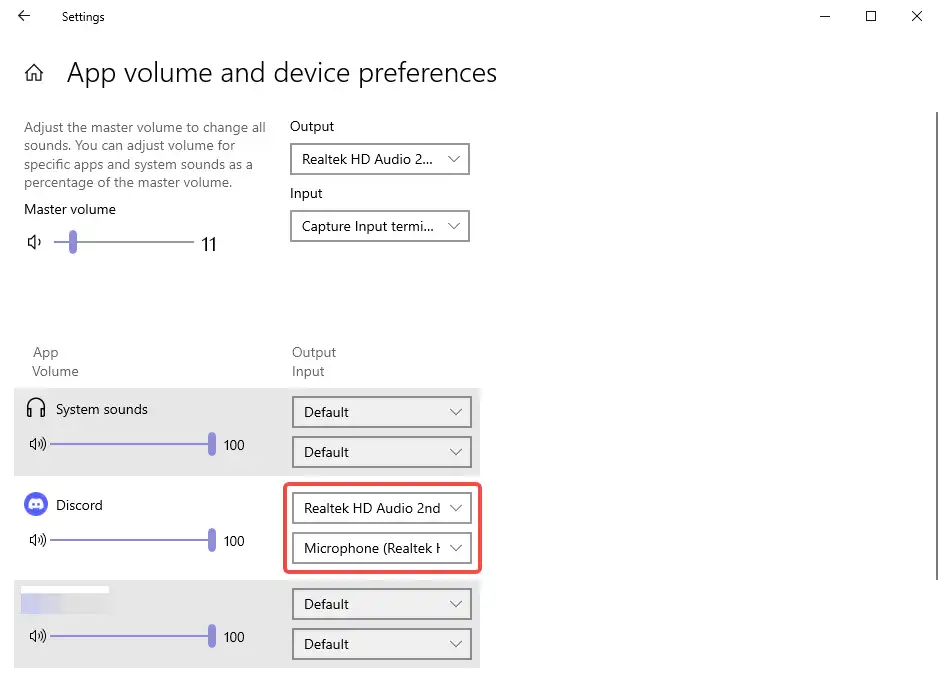 app volume and device preferences