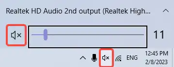 click the speaker icon on the taskbar