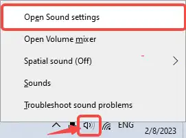 taskbar – right click the speaker icon