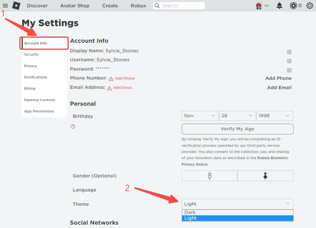 Changing Your Account Theme – Roblox Support