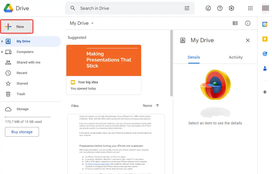 upload files to Google Drive