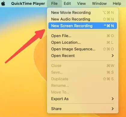 QuickTime Player – New Screen Recording