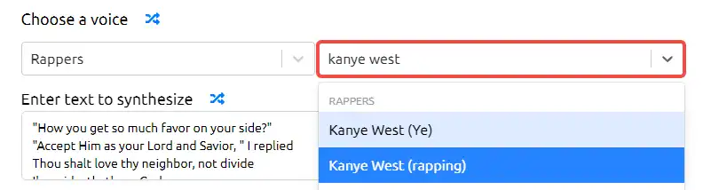 type to find the voice