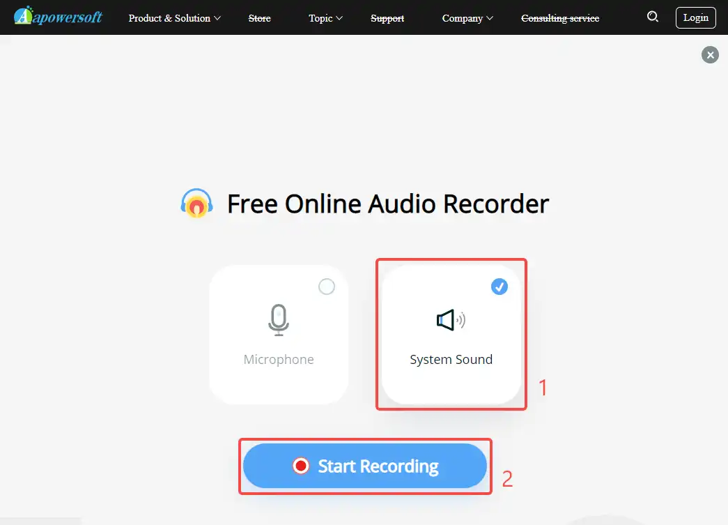 select to record system sound