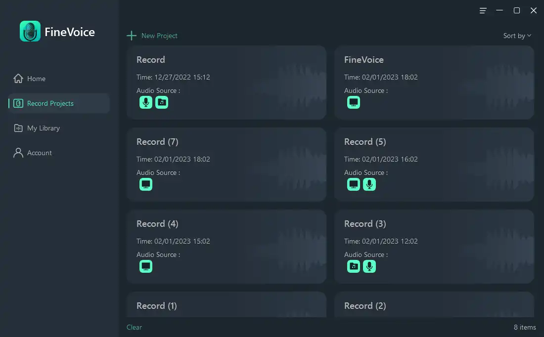 all saving projects in Record Projects