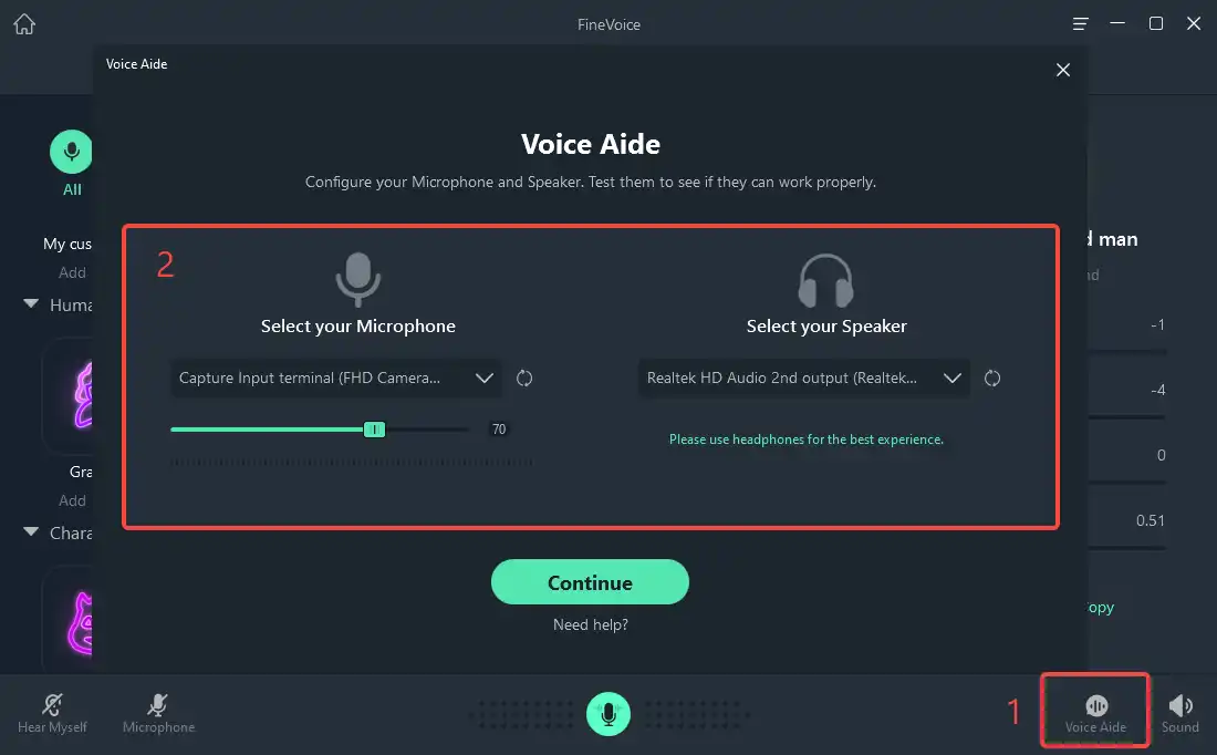 configure your microphone and speaker