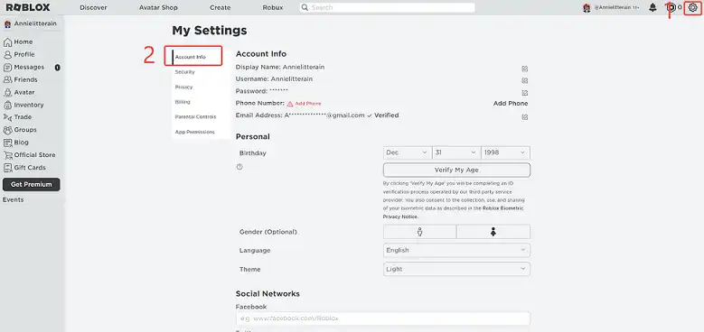 click Settings