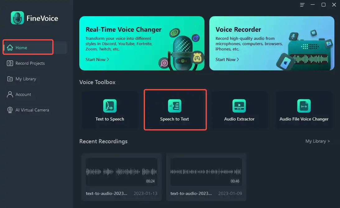 click the speech to text