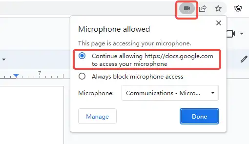 Allow access to the microphone