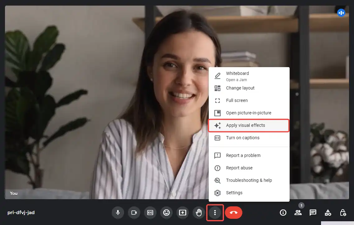 click Apply Visual Effects – Google Meet