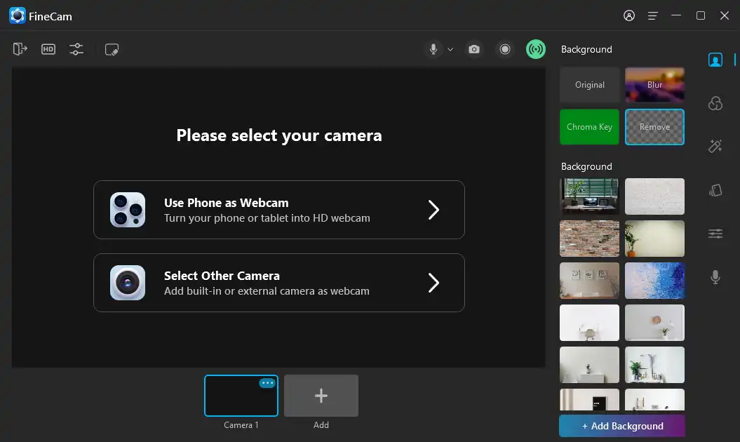 connect internal or external webcams