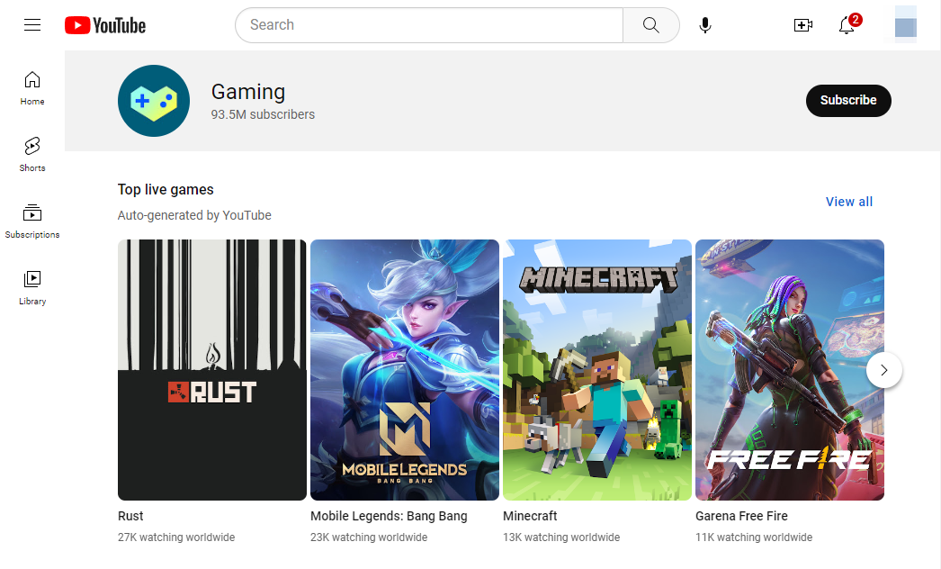 YouTube Gaming – one of the best video game streaming sites