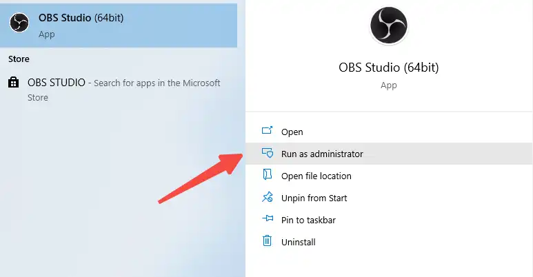 run OBS as administrator
