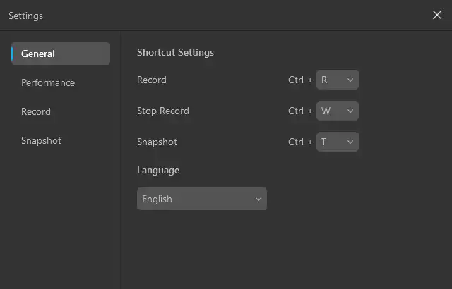 Shortcut settings
