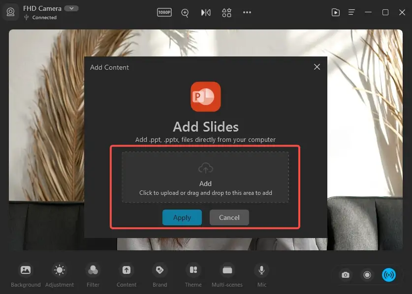 Add Slides as Background - FineCam