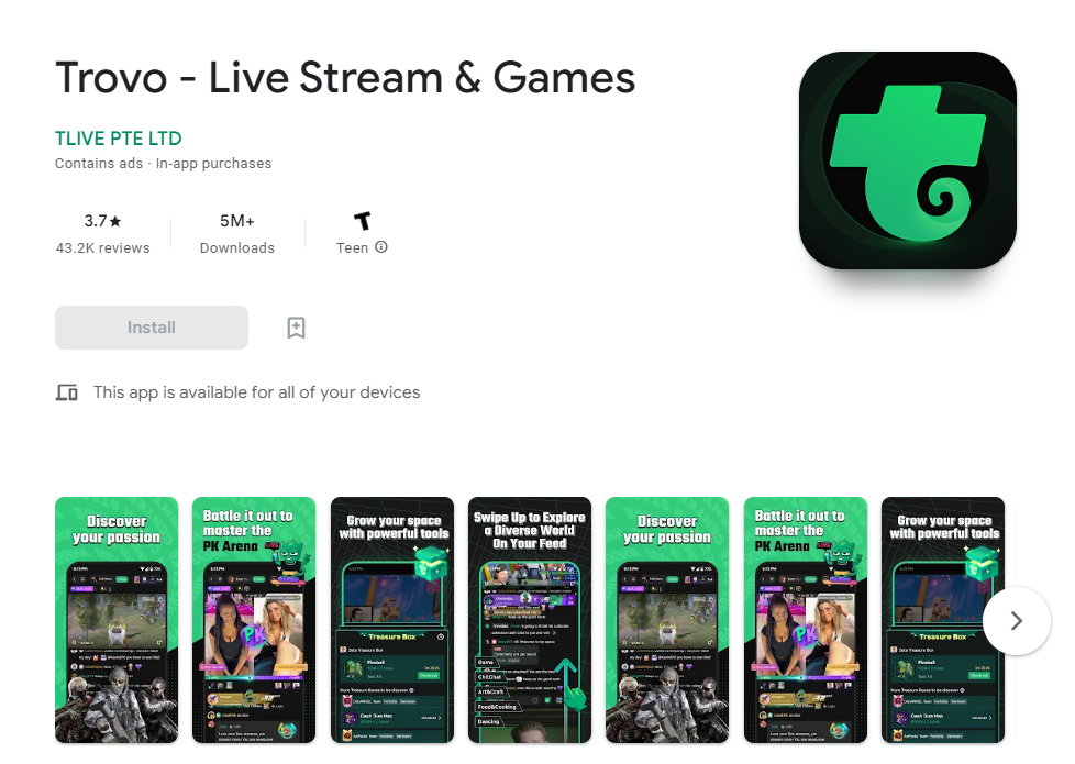 Trovo Live in Google Play Store