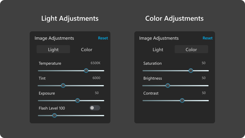 image adjustment panel