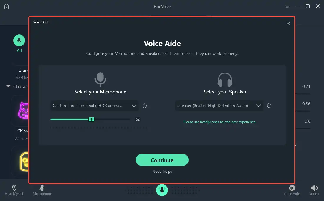 configure your input and output audio device