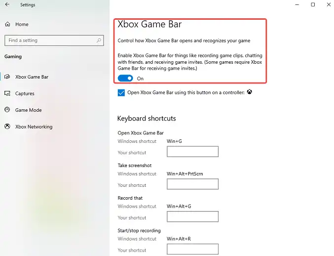 Enable Xbox Game Bar
