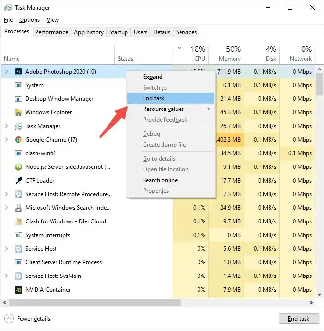 End Task of Apps to Improve Camera Quality on PC