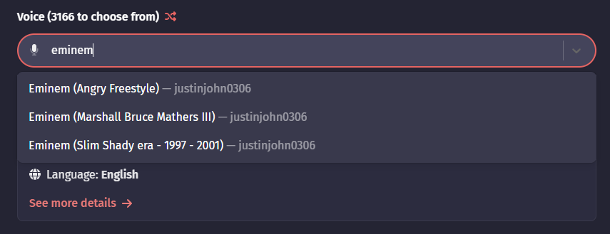 FakeYou Eminem Voice AI Generator