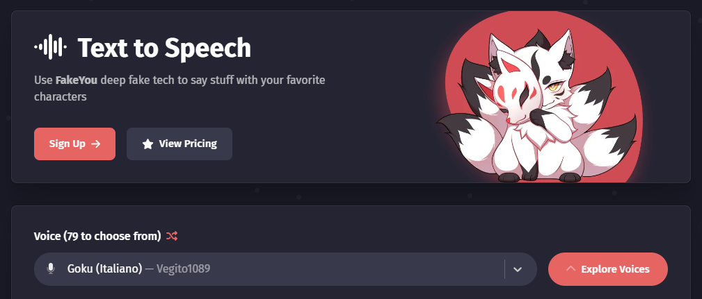 FakeYou Goku voice text to speech