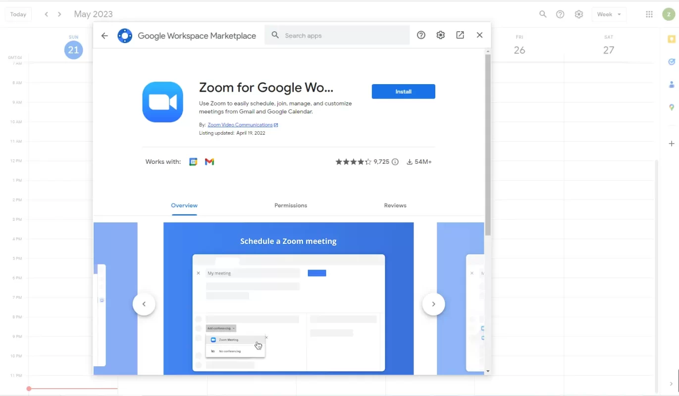 install Zoom for Google Workspace add-on