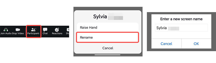 how to change name on Zoom on mobile – during a meeting