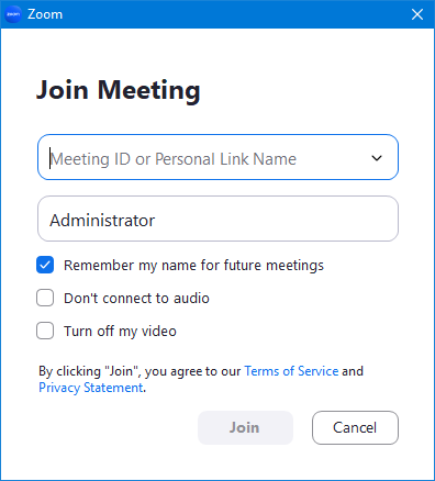 join Zoom meeting with ID