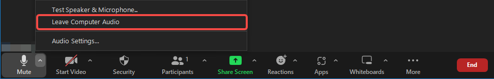 How to Mute a Zoom Meeting - Leave Computer Audio