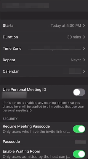 Mobile meeting setting