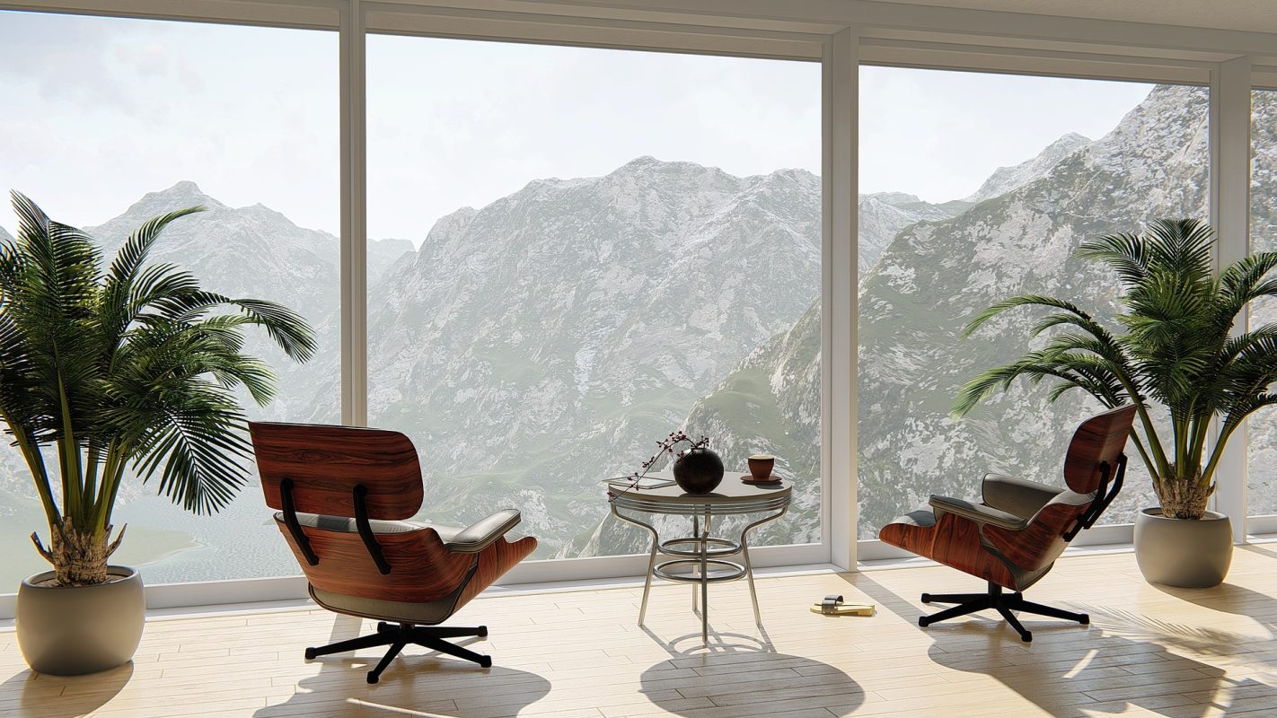 Chic Living Room with Natural Landscape (Photo by <a href="https://pixabay.com/users/qimono-1962238/">qimono</a>)