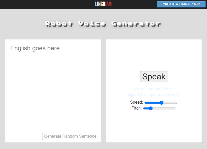 LingoJam Robotic Text to Speech