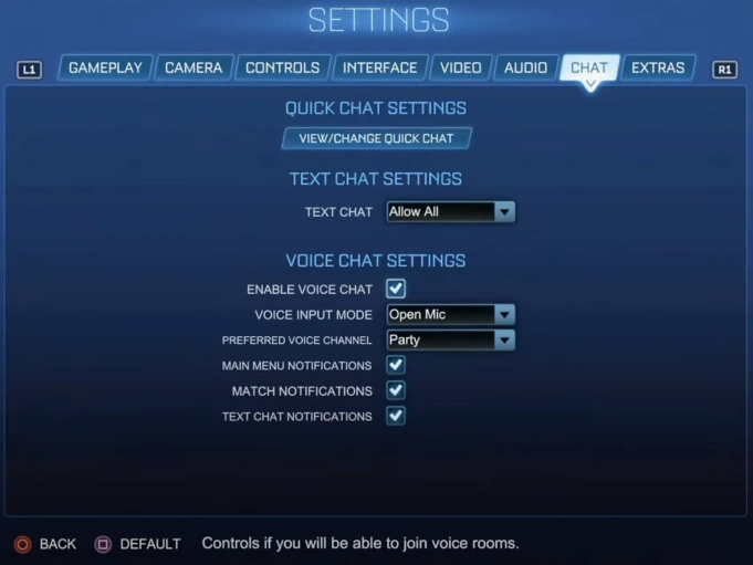 Voice chat settings