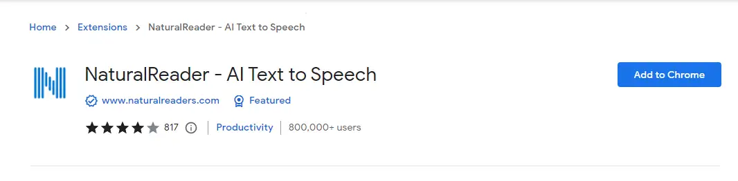 Natural Reader text-to-speech Chrome extension
