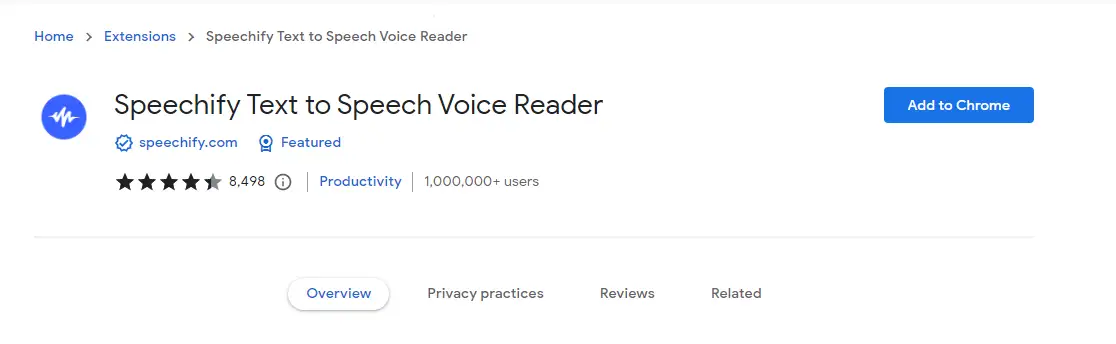 Speechify text-to-speech Chrome extension