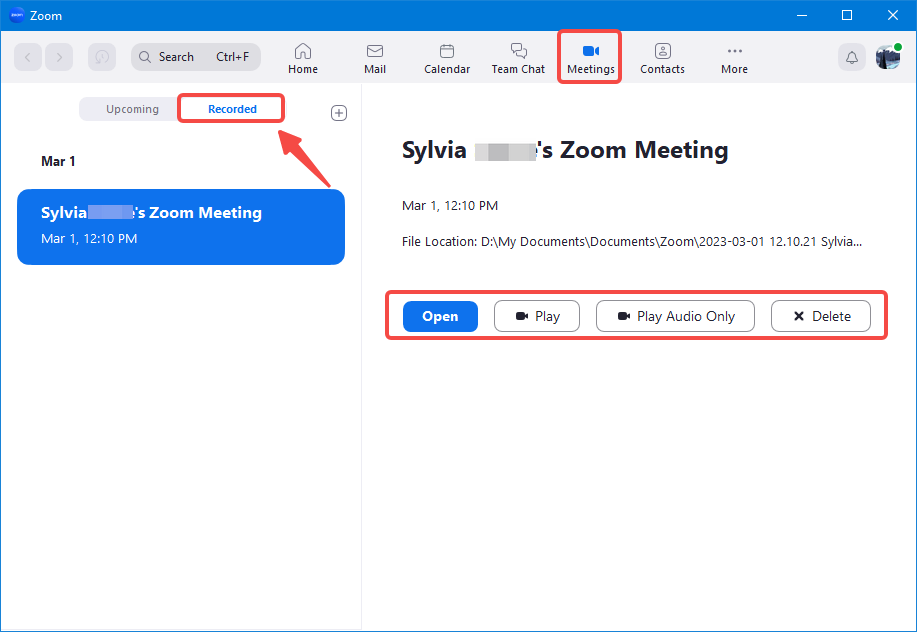 where to find Zoom recordings in the desktop app