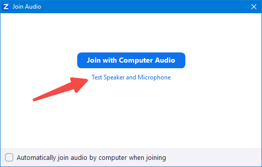 test your speaker and microphone in a test meeting