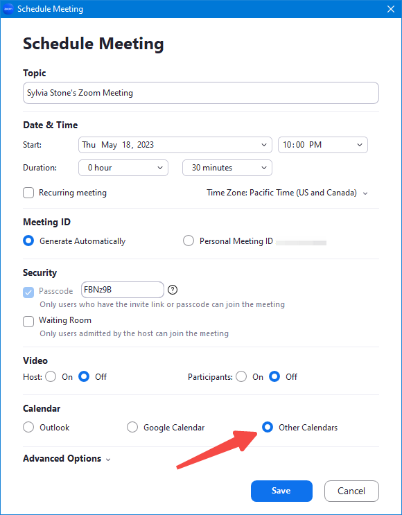 fill in the meeting details