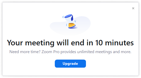 Zoom time limit reminder