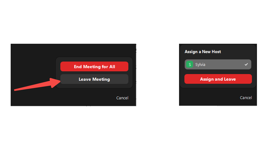 assign a new host and leave the meeting