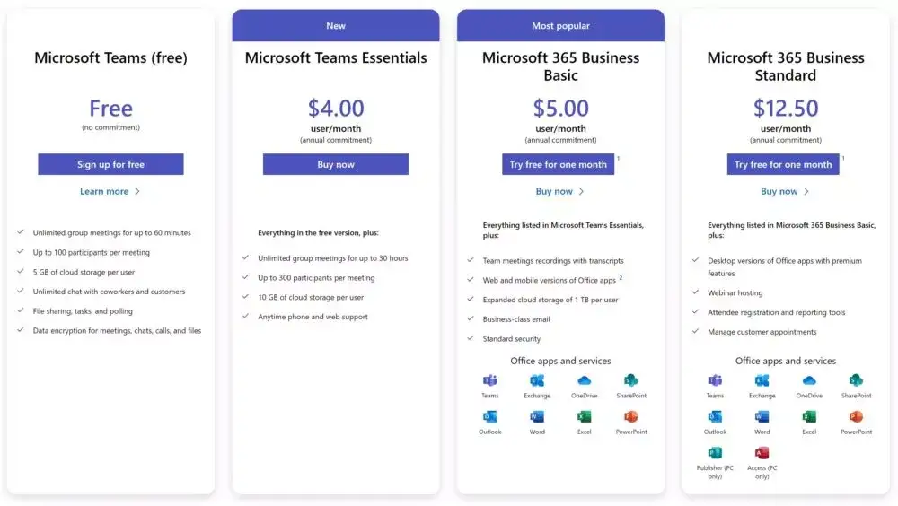 Microsoft 365 plans