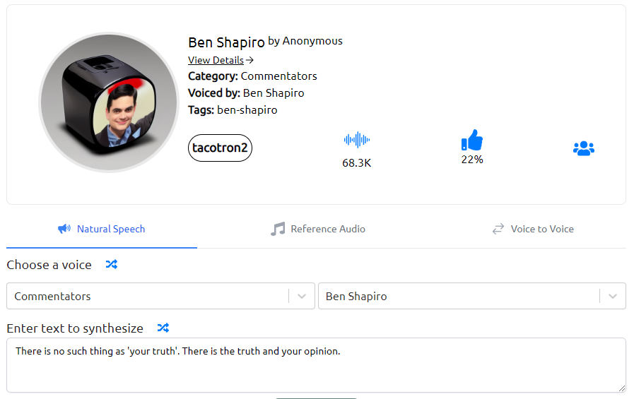 Uberduck - Ben Shapiro Generator Voice