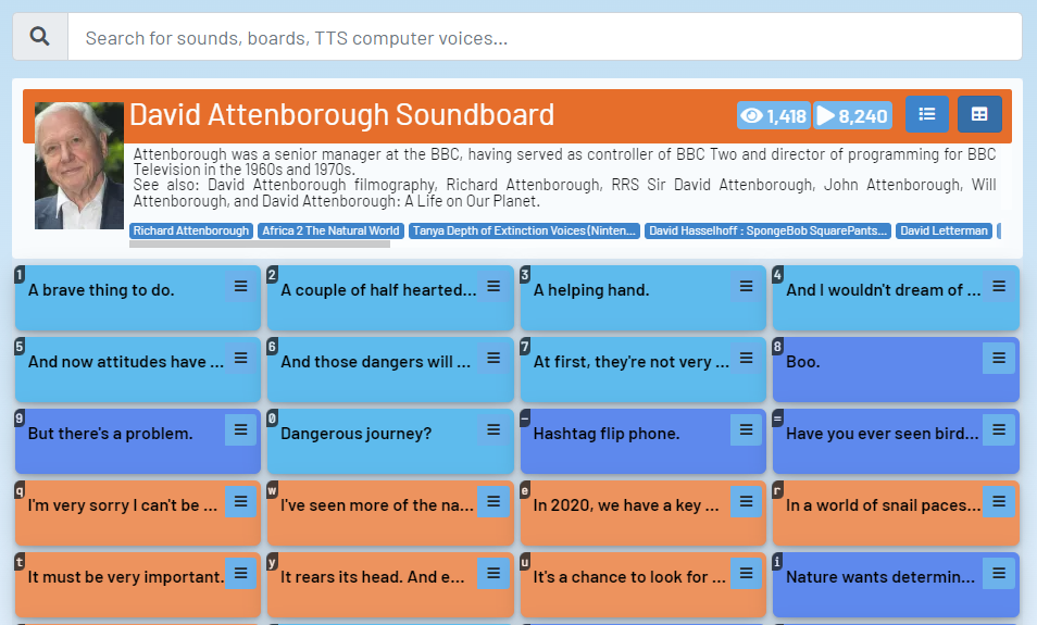 101 Soundboards - David Attenborough Soundboard