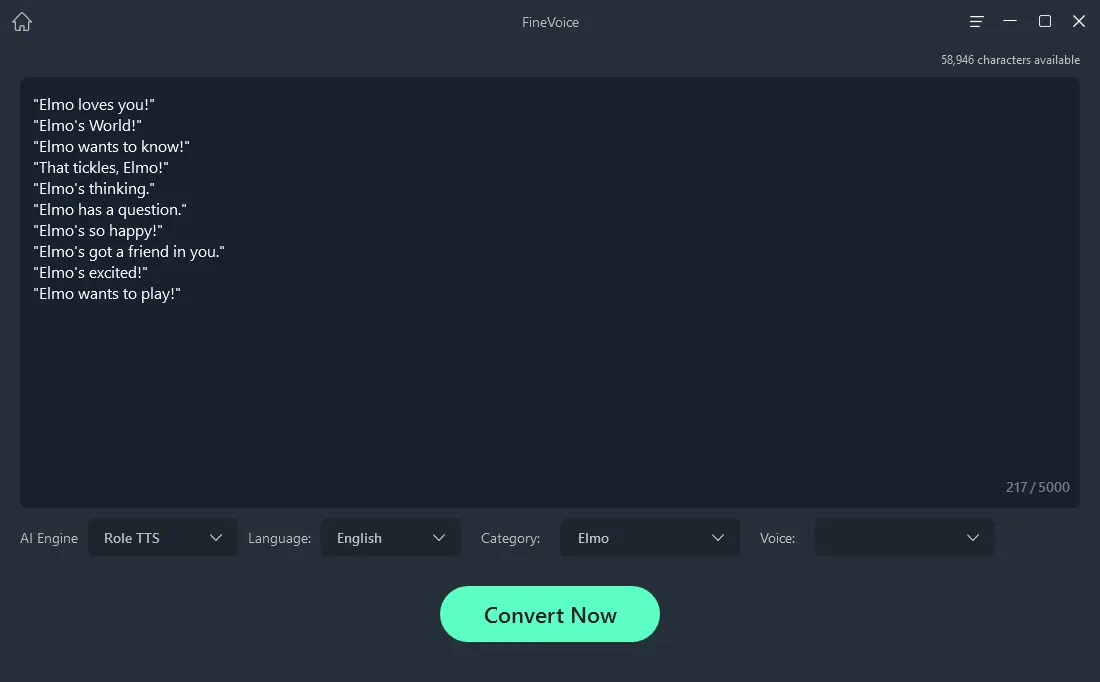 FineShare FineVoice, Elmo AI voice generator