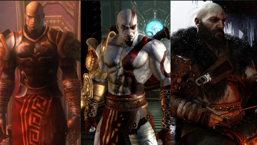 Kratos in different God of War games
