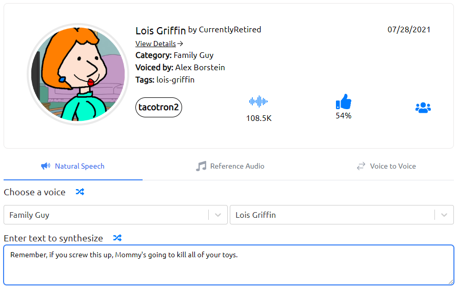 Uberduck - Lois Griffin voice
