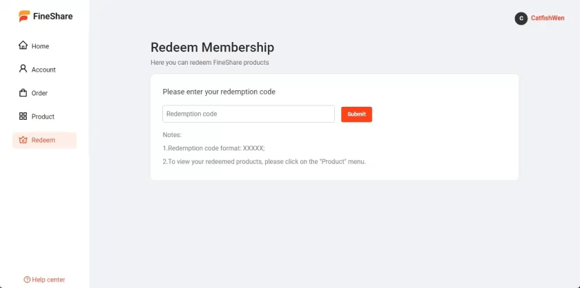 enter redemption code