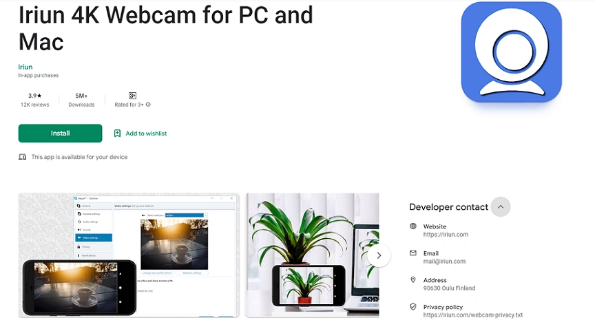 Iriun 4K Webcam for PC and Mac - Apps on Google Play
